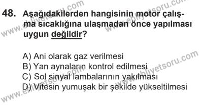 14 Nisan 2016 Tarihli Sürücü Adayları Sınavı M Kitapçığı 1Oturumu 48. Soru