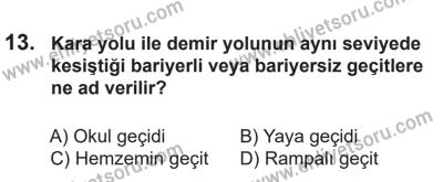 14 Nisan 2016 Tarihli Sürücü Adayları Sınavı M Kitapçığı 2. Oturum 13. Soru