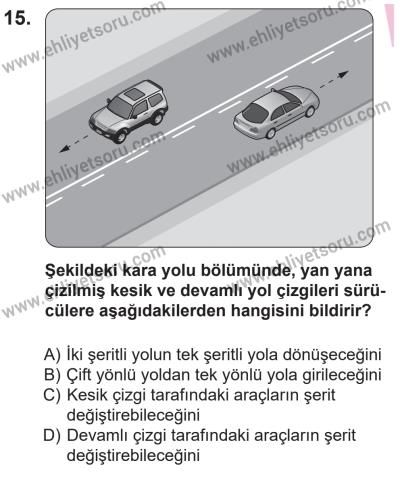 14 Nisan 2016 Tarihli Sürücü Adayları Sınavı M Kitapçığı 2. Oturum 15. Soru