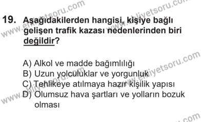14 Nisan 2016 Tarihli Sürücü Adayları Sınavı M Kitapçığı 2. Oturum 19. Soru