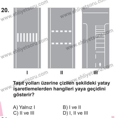 14 Nisan 2016 Tarihli Sürücü Adayları Sınavı M Kitapçığı 2. Oturum 20. Soru