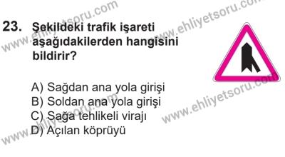 14 Nisan 2016 Tarihli Sürücü Adayları Sınavı M Kitapçığı 2. Oturum 23. Soru