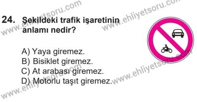 14 Nisan 2016 Tarihli Sürücü Adayları Sınavı M Kitapçığı 2. Oturum 24. Soru