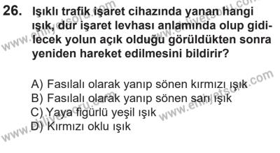 14 Nisan 2016 Tarihli Sürücü Adayları Sınavı M Kitapçığı 2. Oturum 26. Soru