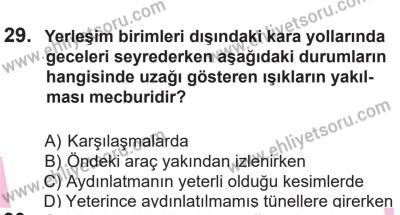 14 Nisan 2016 Tarihli Sürücü Adayları Sınavı M Kitapçığı 2. Oturum 29. Soru