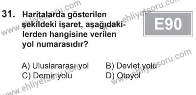 14 Nisan 2016 Tarihli Sürücü Adayları Sınavı M Kitapçığı 2. Oturum 31. Soru