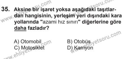 14 Nisan 2016 Tarihli Sürücü Adayları Sınavı M Kitapçığı 2. Oturum 35. Soru