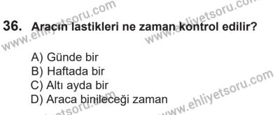 14 Nisan 2016 Tarihli Sürücü Adayları Sınavı M Kitapçığı 2. Oturum 36. Soru