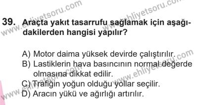 14 Nisan 2016 Tarihli Sürücü Adayları Sınavı M Kitapçığı 2. Oturum 39. Soru