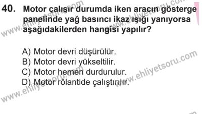 14 Nisan 2016 Tarihli Sürücü Adayları Sınavı M Kitapçığı 2. Oturum 40. Soru