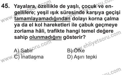 14 Nisan 2016 Tarihli Sürücü Adayları Sınavı M Kitapçığı 2. Oturum 45. Soru
