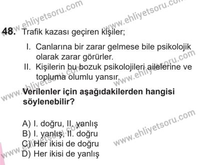 14 Nisan 2016 Tarihli Sürücü Adayları Sınavı M Kitapçığı 2. Oturum 48. Soru
