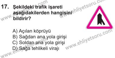 14 Nisan 2016 Tarihli Sürücü Adayları Sınavı N Kitapçığı 1Oturumu 17. Soru