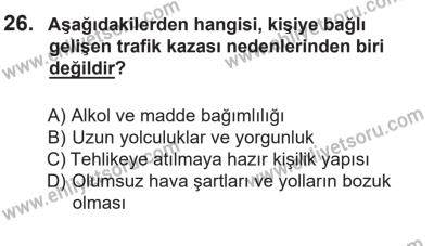 14 Nisan 2016 Tarihli Sürücü Adayları Sınavı N Kitapçığı 1Oturumu 26. Soru