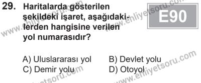 14 Nisan 2016 Tarihli Sürücü Adayları Sınavı N Kitapçığı 1Oturumu 29. Soru