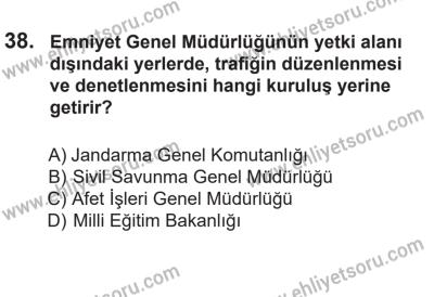 14 Nisan 2016 Tarihli Sürücü Adayları Sınavı N Kitapçığı 1Oturumu 38. Soru