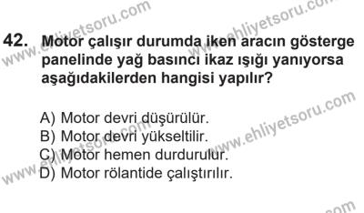 14 Nisan 2016 Tarihli Sürücü Adayları Sınavı N Kitapçığı 1Oturumu 42. Soru