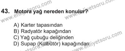 14 Nisan 2016 Tarihli Sürücü Adayları Sınavı N Kitapçığı 1Oturumu 43. Soru