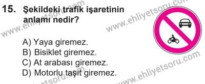 14 Nisan 2016 Tarihli Sürücü Adayları Sınavı N Kitapçığı 2. Oturum 15. Soru