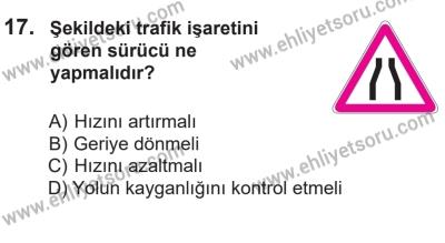 14 Nisan 2016 Tarihli Sürücü Adayları Sınavı N Kitapçığı 2. Oturum 17. Soru