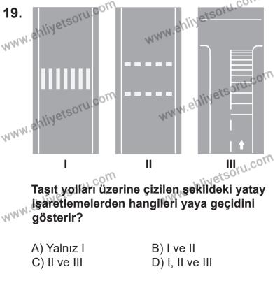 14 Nisan 2016 Tarihli Sürücü Adayları Sınavı N Kitapçığı 2. Oturum 19. Soru