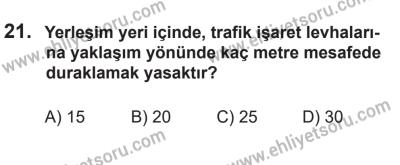 14 Nisan 2016 Tarihli Sürücü Adayları Sınavı N Kitapçığı 2. Oturum 21. Soru