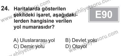 14 Nisan 2016 Tarihli Sürücü Adayları Sınavı N Kitapçığı 2. Oturum 24. Soru