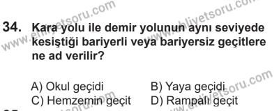 14 Nisan 2016 Tarihli Sürücü Adayları Sınavı N Kitapçığı 2. Oturum 34. Soru