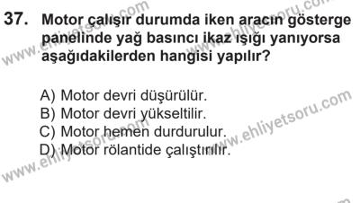 14 Nisan 2016 Tarihli Sürücü Adayları Sınavı N Kitapçığı 2. Oturum 37. Soru