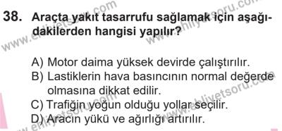 14 Nisan 2016 Tarihli Sürücü Adayları Sınavı N Kitapçığı 2. Oturum 38. Soru