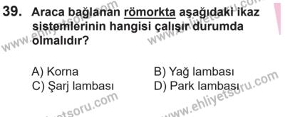 14 Nisan 2016 Tarihli Sürücü Adayları Sınavı N Kitapçığı 2. Oturum 39. Soru