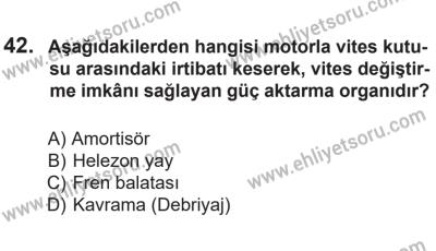 14 Nisan 2016 Tarihli Sürücü Adayları Sınavı N Kitapçığı 2. Oturum 42. Soru