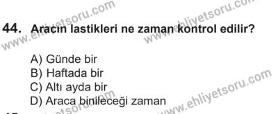 14 Nisan 2016 Tarihli Sürücü Adayları Sınavı N Kitapçığı 2. Oturum 44. Soru