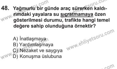 14 Nisan 2016 Tarihli Sürücü Adayları Sınavı N Kitapçığı 2. Oturum 48. Soru