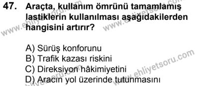 17 Aralık 2016 Tarihli Sürücü Adayları Sınavı K Kitapçığı 1Oturumu 47. Soru