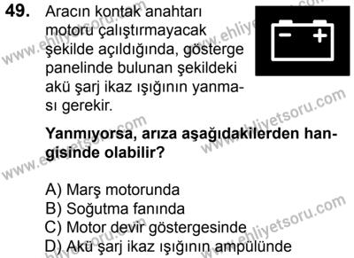 17 Aralık 2016 Tarihli Sürücü Adayları Sınavı K Kitapçığı 1Oturumu 49. Soru