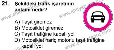 17 Aralık 2016 Tarihli Sürücü Adayları Sınavı K Kitapçığı 2. Oturum 21. Soru