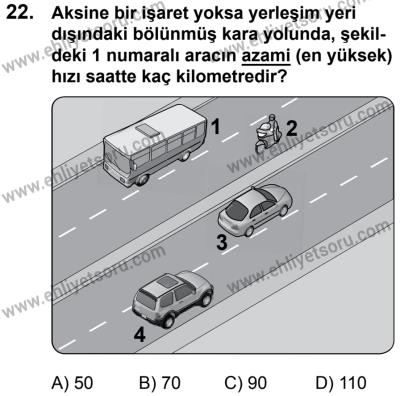 17 Aralık 2016 Tarihli Sürücü Adayları Sınavı K Kitapçığı 2. Oturum 22. Soru