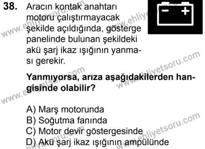 17 Aralık 2016 Tarihli Sürücü Adayları Sınavı K Kitapçığı 2. Oturum 38. Soru