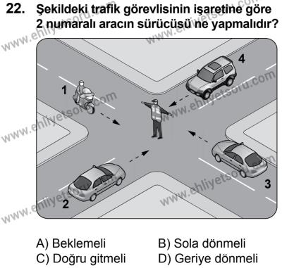 17 Aralık 2016 Tarihli Sürücü Adayları Sınavı M Kitapçığı 1. Oturum 22. Soru