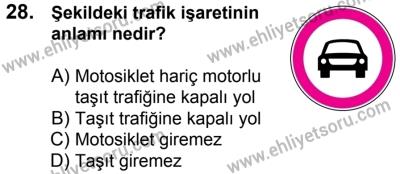 17 Aralık 2016 Tarihli Sürücü Adayları Sınavı M Kitapçığı 1. Oturum 28. Soru
