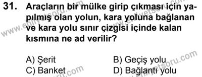 17 Aralık 2016 Tarihli Sürücü Adayları Sınavı M Kitapçığı 1. Oturum 31. Soru