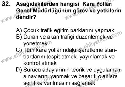 17 Aralık 2016 Tarihli Sürücü Adayları Sınavı M Kitapçığı 1. Oturum 32. Soru
