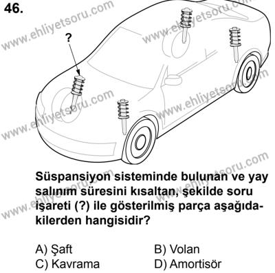 17 Aralık 2016 Tarihli Sürücü Adayları Sınavı M Kitapçığı 1. Oturum 46. Soru