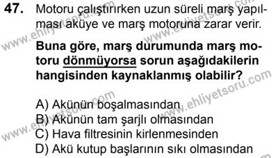 17 Aralık 2016 Tarihli Sürücü Adayları Sınavı M Kitapçığı 1. Oturum 47. Soru