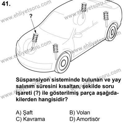 17 Aralık 2016 Tarihli Sürücü Adayları Sınavı M Kitapçığı 2Oturumu 41. Soru