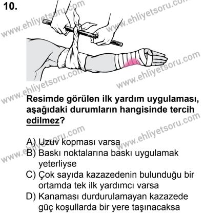 17 Aralık 2016 Tarihli Sürücü Adayları Sınavı N Kitapçığı 1. Oturum 10. Soru