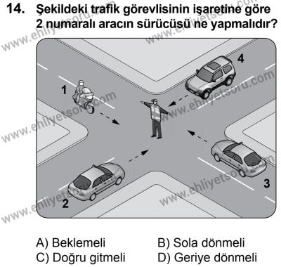 17 Aralık 2016 Tarihli Sürücü Adayları Sınavı N Kitapçığı 1. Oturum 14. Soru