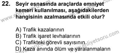 17 Aralık 2016 Tarihli Sürücü Adayları Sınavı N Kitapçığı 1. Oturum 22. Soru