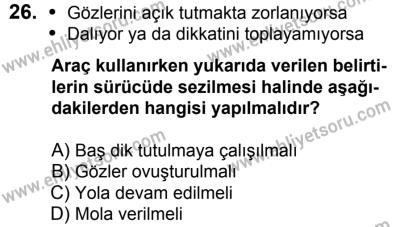 17 Aralık 2016 Tarihli Sürücü Adayları Sınavı N Kitapçığı 1. Oturum 26. Soru